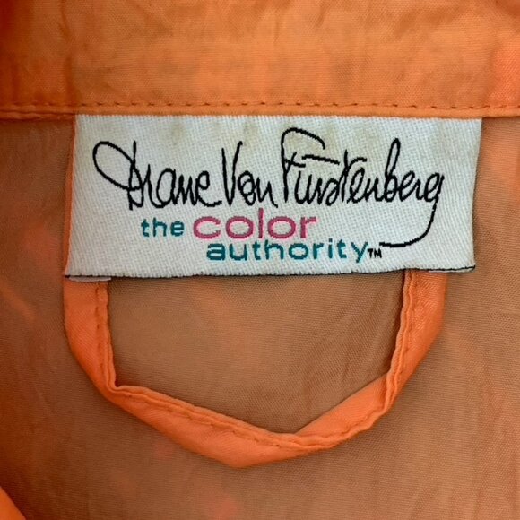 Diane von Furstenberg The Color Authority Orange 100% Nylon Lightweight Jacket M - Picture 12 of 16